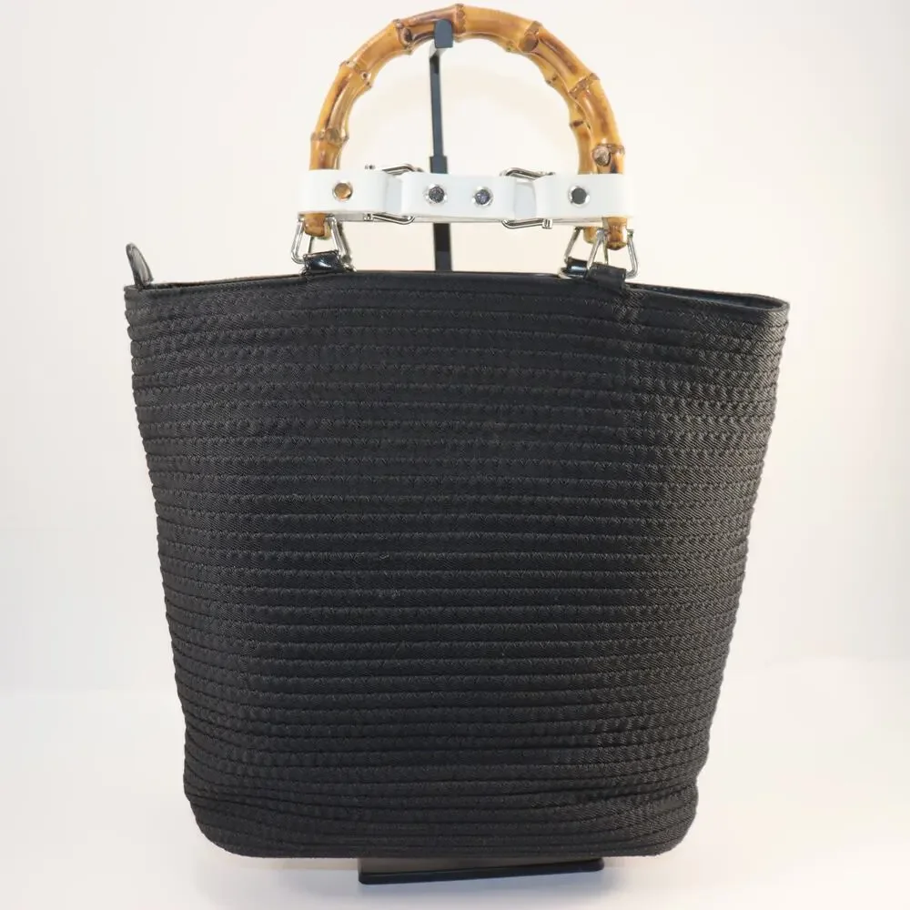 Gucci Black Woven‎ Tote with Bamboo Handles – Chic Italian Style